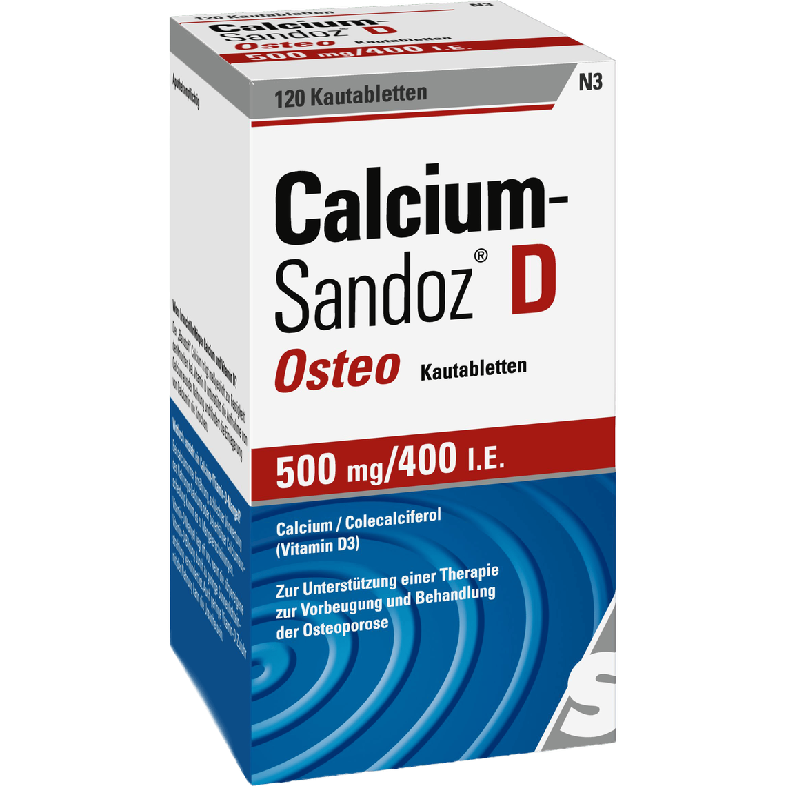 <span class="text-nowrap">Calcium-Sandoz<sup>®</sup></span> D Osteo 500 mg/ 400 I.E.– den Knochen zuliebe